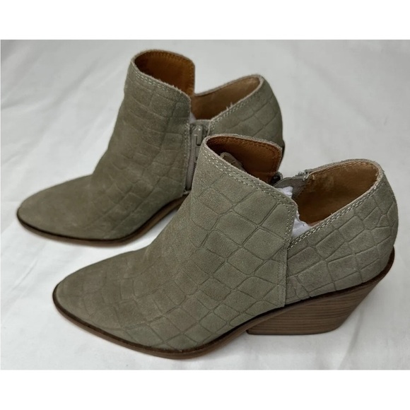 Lucky Brand Saucie Tan Croc Print Suede Ankle boots Women's Size 6m - Picture 5 of 8